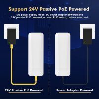 Outdoor WiFi Bridge Set, 5.8 GHz, 2 pieces, up to 3 km, 2x 100 Mbps LAN, 24V PoE, weatherproof, point-to-point connection