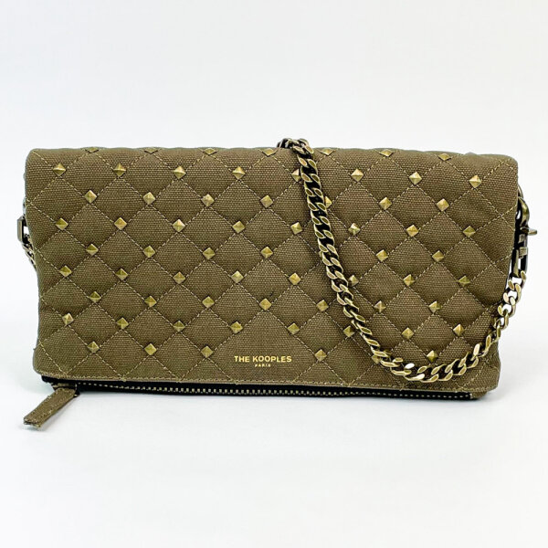 The Kooples Heritage Handtasche, Stoff, Khaki, Schultertasche, moderner Look, geräumig, leichte Canvas-Qualität