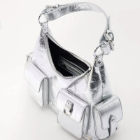 The Kooples Handtasche, Leder, silberfarben, 24x28x9cm, elegantes Design, Schulterriemen, modisch