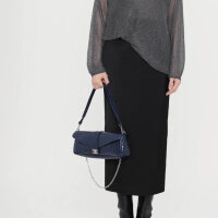 The Kooples Handtasche, Leder, Blau, Karabiner-Verschluss, 14x38x4cm, modisch, elegant