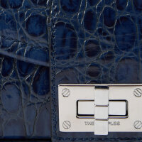 The Kooples Handtasche, Leder, Blau, Karabiner-Verschluss, 14x38x4cm, modisch, elegant