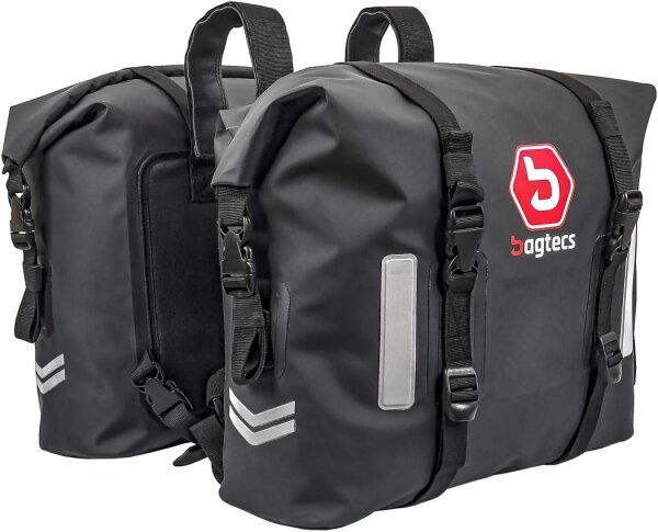 Bagtecs WP8 Satteltaschen 2x30L, wasserdicht, Rollverschluss, Motorrad Seitentaschen, robust, vielseitig einsetzbar