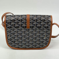 Goyard Belvedere PM Schultertasche, Canvas/Leder, Braun/Schwarz, 17x21x7cm, verstellbarer Riemen, gebraucht
