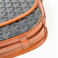 Goyard Belvedere PM Schultertasche, Canvas/Leder, Braun/Schwarz, 17x21x7cm, verstellbarer Riemen, gebraucht