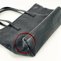 Gucci handbag, GG print, leather, black, pre-owned, shoulder bag, logo design, elegant look