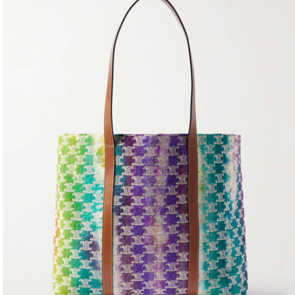 CELINE Tote, wool bag with logo embroidery, leather details, multicoloured, spacious, luxurious, fashionable