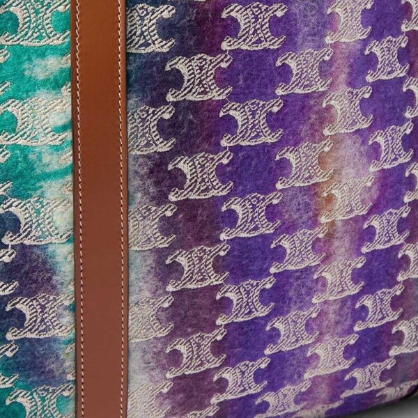 CELINE Tote, wool bag with logo embroidery, leather details, multicoloured, spacious, luxurious, fashionable