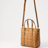 MCM Toni Mini Shopper, shoulder bag, polyester, cognac, compact 20x20x6cm, stylish, versatile, lightweight