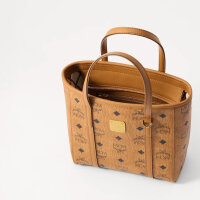 MCM Toni Mini Shopper, shoulder bag, polyester, cognac, compact 20x20x6cm, stylish, versatile, lightweight