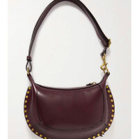 Isabel Marant Oskan Moon shoulder bag, leather, studs, burgundy, 60x30x19cm, adjustable strap, magnetic closure