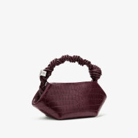 Ganni Bou Mini-Tasche, Kroko-Optik, burgunderrot,...