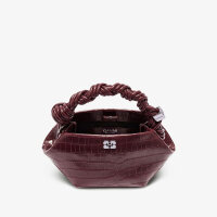 Ganni Bou Mini-Tasche, Kroko-Optik, burgunderrot, 14x17x28cm, Henkel, modisch, kompakt, Statement-Accessoire