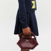 Ganni Bou Mini-Tasche, Kroko-Optik, burgunderrot, 14x17x28cm, Henkel, modisch, kompakt, Statement-Accessoire