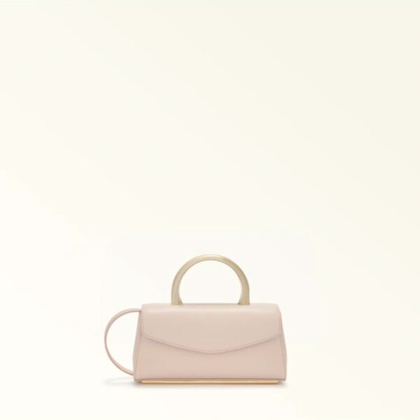 Furla Meridiana Mini Umhängetasche, 3 Kartenfächer, Magnetklappe, Gold/Rosa, Azalea, 21x9,5x6,5 cm