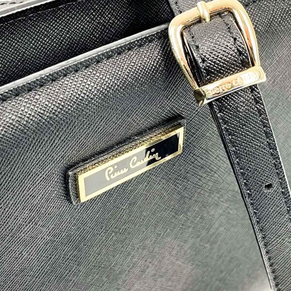 Pierre Cardin womens shoulder bag, black, leather, elegant design, adjustable strap, compact, stylish