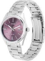 Casio Damen Armbanduhr, MTP-1302PD-6AVEF, Edelstahl, lila Zifferblatt, silbernes Band, analog, elegant