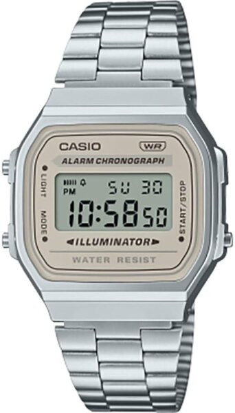 Casio Unisex Digital Watch, A168WA-8AYES, Stainless Steel Band, Vintage Look, LED Light, Stopwatch, Alarm, Waterproof