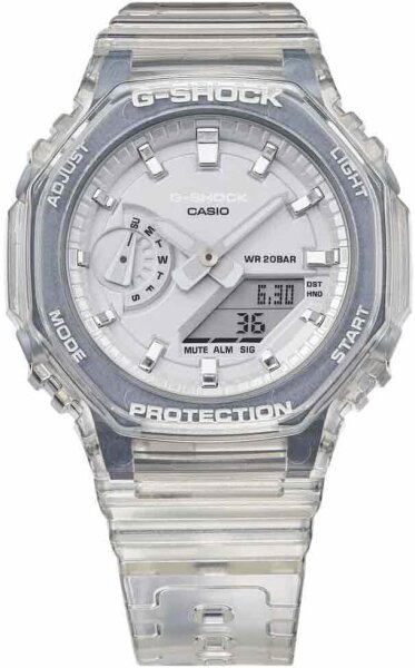 Casio GMA-S2100SK-7AER womens watch, silver/white, sporty, analog-digital, shock-resistant, resin strap, waterproof