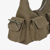 The Kooples Schultertasche, khaki, Umhängetasche, modernes Design, verstellbarer Riemen, kompakt, stylisch