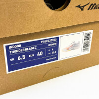 Mizuno Thunder Blade Z womens indoor shoes, size 40, lightweight, breathable, optimal cushioning, non-slip sole