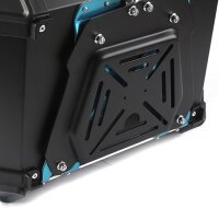 Alu Motorrad Topcase 65L, Universal Heckkoffer mit Schloss, Stauraum für Helm & Gepäck, silber, robust, abschließbar