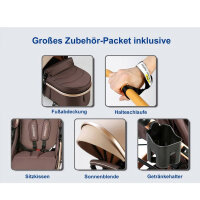 YAZOCO Kombi-Kinderwagen Weinrot, Babyschale,...