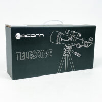 EACONN Teleskop 70mm/400mm, Refraktor, tragbar, Stativ, Handyadapter, für Einsteiger, vollvergütete Optik, weiß
