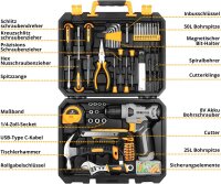 DEKO Werkzeugkoffer 126-tlg. mit 8V Akku-Bohrschrauber,...