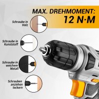 DEKO Werkzeugkoffer 126-tlg. mit 8V Akku-Bohrschrauber, Profi-Set für Heimwerker, kompakt, grau, inkl. Zubehör