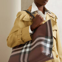 Burberry Saffiano Shopper Medium, Handtasche, Leder, Braun/Dunkelbraun, 28x49x14cm, elegante Tragetasche, robust, stilvoll