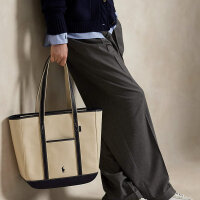 Ralph Lauren Shopper-Tasche mittel, Ecru/Navy, 35,6x49,5x14cm, geräumig, Henkel, elegantes Design