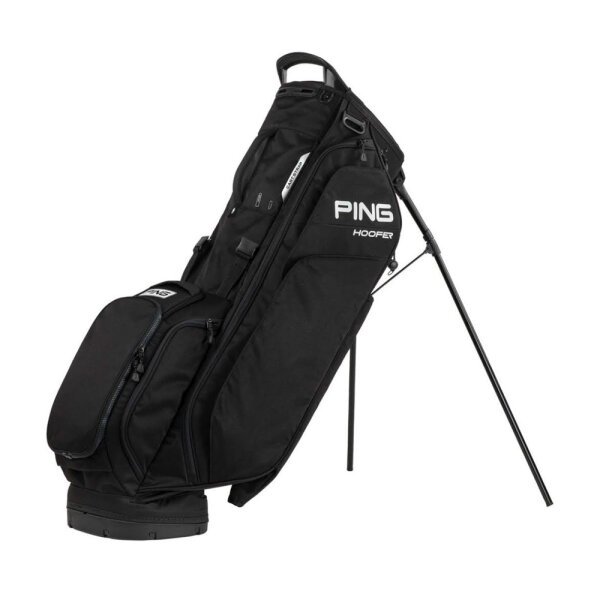Ping Hoofer Standbag 36414-01, golf bag with 5 compartments, 8 pockets, adjustable shoulder pads, rain cover, padded hip pad