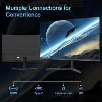 Minifire 27" Monitor, IPS, 120Hz, FHD, sRGB110%, 300 Nits, FreeSync, Eye-Care, HDMI/USB-C, VESA, rahmenlos, Schwarz