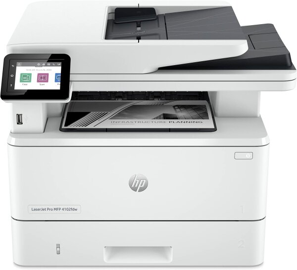 HP LaserJet Pro MFP 4102fdw, Multifunktions-Laserdrucker, S/W, WLAN, Fax, Duplex, schnelles Drucken, Wolf Pro Security