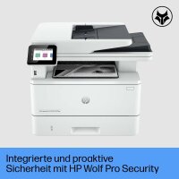 HP LaserJet Pro MFP 4102fdw, Multifunktions-Laserdrucker, S/W, WLAN, Fax, Duplex, schnelles Drucken, Wolf Pro Security