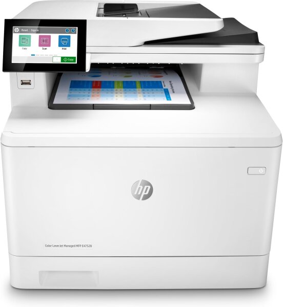HP LaserJet Managed E47528f Farblaser-Multifunktionsdrucker, Drucken, Scannen, Kopieren, Netzwerk, Duplex