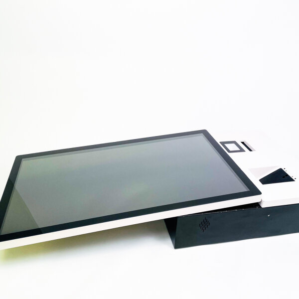 HV32K self-service terminal, interactive kiosk system, touchscreen, fast ordering process, modern design