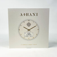ADHANI Adhan Clock, Prayer Clock, White Gold, Indian Numerals, Modern Look, Islamic Prayer Times, Elegant Design
