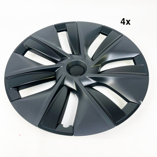 Tesla wheel cover set, 19 inch, 4-piece, for Model Y, matte black, sporty design, easy to install