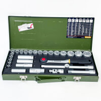 PROXXON 23000 Steckschlüsselsatz, 29-tlg., 1/2" Umschaltratsche, robuster Stahlkasten, kraftvolle Mechanik