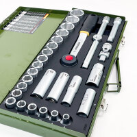 PROXXON 23000 Steckschlüsselsatz, 29-tlg., 1/2" Umschaltratsche, robuster Stahlkasten, kraftvolle Mechanik