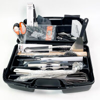 Eurolam 37-piece kitchen case, complete cutlery and cooking set, compact, portable, safe storage