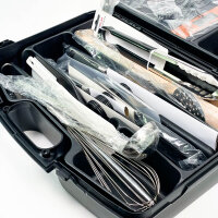 Eurolam 37-piece kitchen case, complete cutlery and cooking set, compact, portable, safe storage