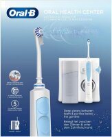 Oral-B Oral Health Center Water Flosser - 2 Replacement Nozzles, Oxyjet Technology, 5 Pressure Levels, Interdental Cleaner, Gentle Cleaning, White/Blue