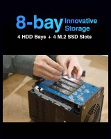 TERRAMASTER D8 Hybrid HDD/NVMe Enclosure 8-Bay, USB 3.2 Gen2 10Gbps Type-C, RAID 0/1/JBOD/Single, exclusive 2+6 Hybrid RAID (diskless)