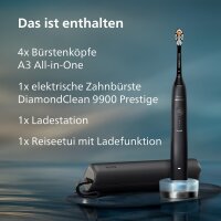 Philips Sonicare HX9992/43 DiamondClean 9900 Prestige electric toothbrush, SenseIQ & App, 5 cleaning modes, 3 intensity levels, travel charging case, black