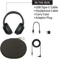Sony WH-1000XM4 Over-Ear Bluetooth-Kopfhörer – Noise Cancelling, Mikrofon, Telefon- & Alexa-Steuerung, Schwarz