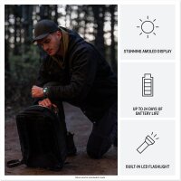 Garmin 010-03020-50 Instinct 3 Tactical Edition, robuste 50 mm Outdoor-GPS-Smartwatch mit AMOLED-Display, Schwarz