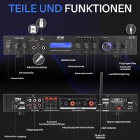 Pyle PDA7BUEU 5-Kanal Stereo Verstärker, 200W, Bluetooth, Radio, USB/SD/AUX, Heimkino Surround, MP3, HiFi Receiver