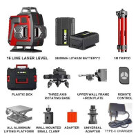 L FINE 4D cross line laser, 16 lines, 360° projection, self-leveling, incl. accessories, precise alignment